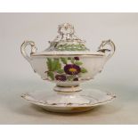 19th century Ridgway porcelain tureen & cover: With fixed stand, pattern no 2205, height 18cm,