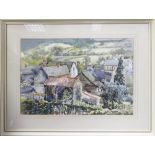 Joe Proudlove local interest framed watercolour of Shropshire: Frame size 56cm x 73cm.