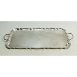 Silver two handled shaped oblong tray: Hallmarked for Birmingham 1988, 1714g.