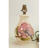 Moorcroft lamp Magnolia pattern: Measures 28cm x 13cm. No damage or restoration.