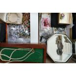 Box of assorted costume jewellery and silver items: Good selection of chains, beads, bangles,