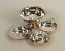 A collection of solid silver items: Comprising footed dish and three other small dishes, 366g. (4)