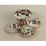 A collection of solid silver items: Comprising footed dish and three other small dishes, 366g. (4)