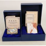 Two x Halcyon Days hand painted Royal limited edition enamel boxes: Both larger size pieces, both