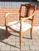 Edwardian inlaid carver chair: