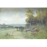 Wellesley COTTRELL act.1872-1913: Oil painting on canvas "An Autumn day Surrey" in gilt frame,