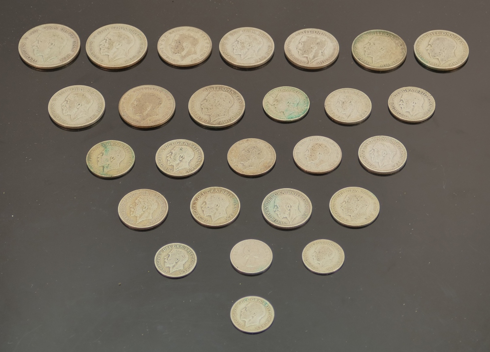 A collection of pre-1947 silver coins, 191g: