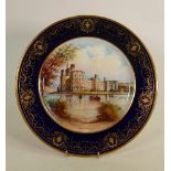 Aynsley Fine Art Collection hand painted Jack Shaw Cabinet Plate: Image of Caernarvon Castle,