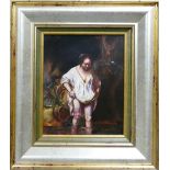Porcelain plaque after Rembrandt painted by L.J Woodhouse: Laurence J Woodhouse trained at Minton'