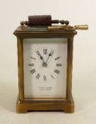 French brass Carriage clock in original travelling case: Retailed by Grason & Sons of Leamington.