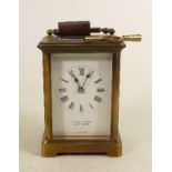 French brass Carriage clock in original travelling case: Retailed by Grason & Sons of Leamington.