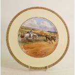 Spode hand decorated plate Full Cry: By Lionel Edwards, with hunting theme, scuffing noted to