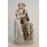 Lladro large figure group Romeo & Juliet: An excellent figure group with Romeo sat on a wall