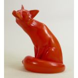 Royal Doulton large early seated fox in orange glaze: Height 24cm.