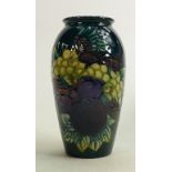 Moorcroft vase Finch Teal pattern: Measures 18cm x 10cm, with box. C1990 by Sally Tuffin. No