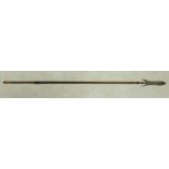 Old cane spear with shaped iron head, length 66cm: