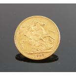Victoria FULL gold sovereign coin 1898 M: