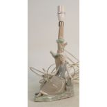 Lladro figural lamp base lady seated by tree: Height 31cm.