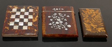 Three antique card cases tortoiseshell & Mauchline fern ware: Two very different designs of - Image 2 of 4