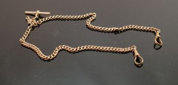 9ct rose gold double Albert watch chain: Fully hallmarked on every link, gross weight 33.9g.