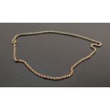 Rose gold belcher link 19th century neck chain: Gross weight 7.6g, length 46 cm. Later catch
