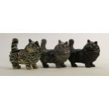 Beswick grey Swiss roll Persian cat standing together with black matt and grey gloss. 1898 (3):