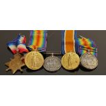 A group of first word war WWI medals awarded to: 10186 Pte S Hammond N.Staff.R together with a