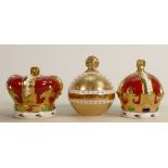 Royal Crown Derby Orb / Crown paperweights x 3: All limited edition with certificates, all 879/