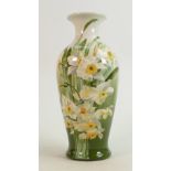 Doulton Lambeth Faience vase: Decorated with daffodils, by Emily Gillman, height 26cm.