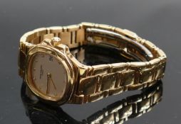 Patek Philippe 18ct gold ladies wristwatch: With 18ct bracelet, diamond hour markers to dial, 95g,