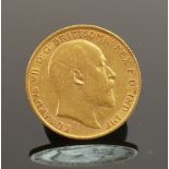 Edward VII gold HALF sovereign coin 1910: