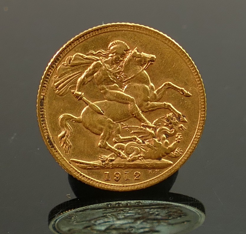 George V FULL gold sovereign coin 1912: - Image 3 of 4