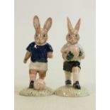 Royal Doulton pair of Bunnykins figures Goalkeeper DB122 and Soccer Player DB123: Limited