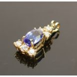 18ct gold ring pendant set Tanzanite & diamonds: A very expensive piece when purchased new, the