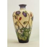 Moorcroft vase Hepatica pattern: Measures 16cm x 9cm. With box. No damage or restoration.