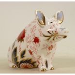 Royal Crown Derby large pig paperweight: Boxed.