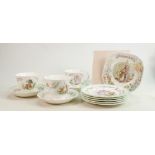 A collection of Royal Albert Beatrix Potter tea ware: Comprising cups, saucers and plates. (Some