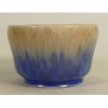 Ruskin small bowl with blue and light brown glaze: Height 7cm x diameter 11cm.