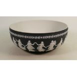 Wedgwood black dip Dancing Hours bowl: Fred Perkins 1962, diameter 26cm.