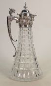 Silver mounted crystal wine decanter claret jug: Sheffield 1975, height 30cm.