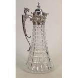 Silver mounted crystal wine decanter claret jug: Sheffield 1975, height 30cm.