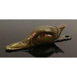 Victorian ducks bill brass letter clip with glass eyes: In good original condition, well defined and