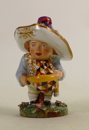 Derby Mansion house figure early 19th century: Red painted Derby mark, circa 1820-30's. Measures