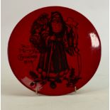 Royal Doulton Flambe unusual plate: Decorated with Father Christmas, "A Merry Christmas 1984",