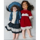 Large composite & pottery headed dolls marked: A-4_M & similar, largest 62cm.