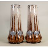 A Pair of Royal Doulton Lambeth vases: With stylised decoration by Eliza Simmance, height 30.5cm. (