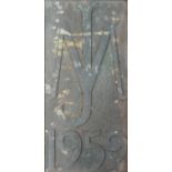 James Macintyre 1959 commemorative steel plaque: 55cm x 27.5cm.