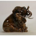 Large elephant & baby figure: Height 23cm x width 30cm. Gold signed.