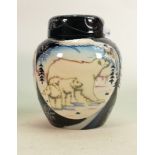 Moorcroft vase Artic Tundra pattern: Signed limited edition 58/100. Measures 40cm x 19cm. With