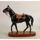 Beswick RCMP black Stallion Mountie horse: On wooden base 2431 Centennial Royal Canadian Mounted